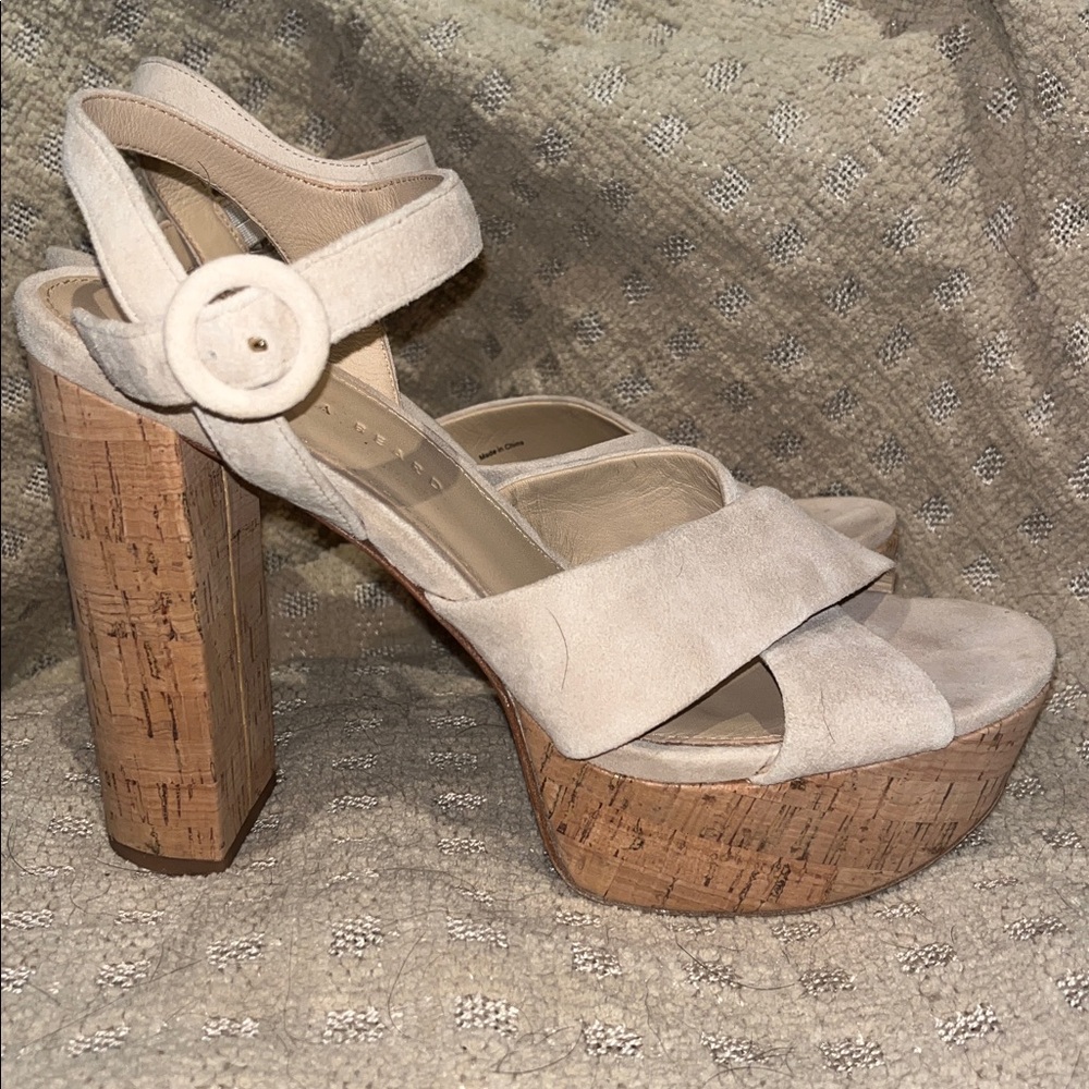 Veronica Beard Cream Wedge Sandals
